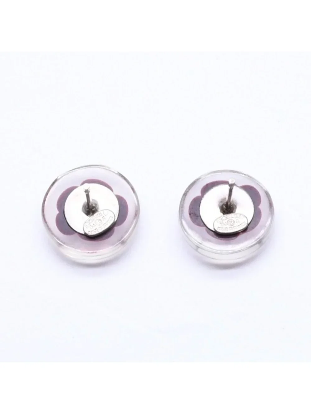 Chanel CC Logo Earrings 04 Camellia Clear Resin